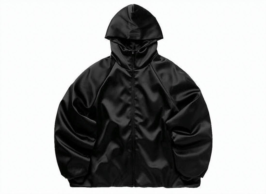 Hooded Black Jacket With Smooth Finish