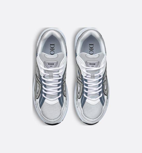 Layered Fabric and Mesh Sneakers