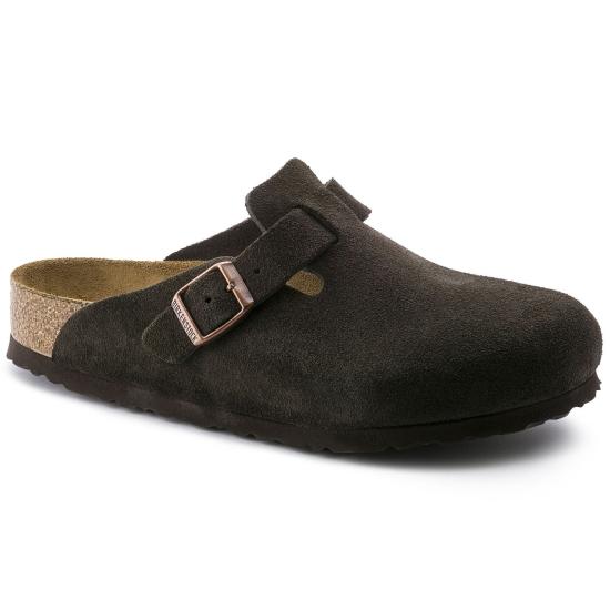 Suede Leather Slip-On Mule With Adjustable Buckle Strap