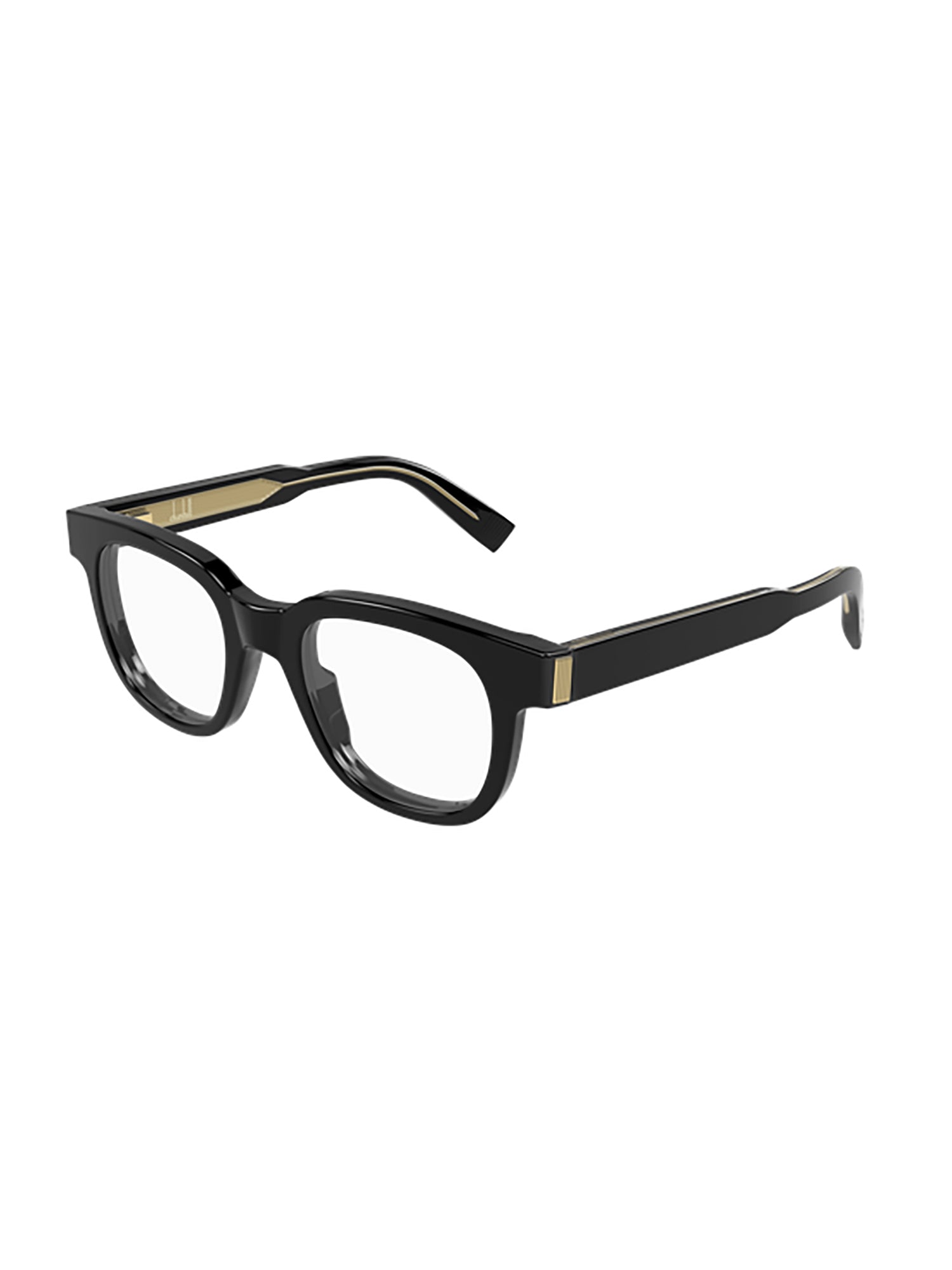 Rectangular Black Optical Frames with Gold Accents
