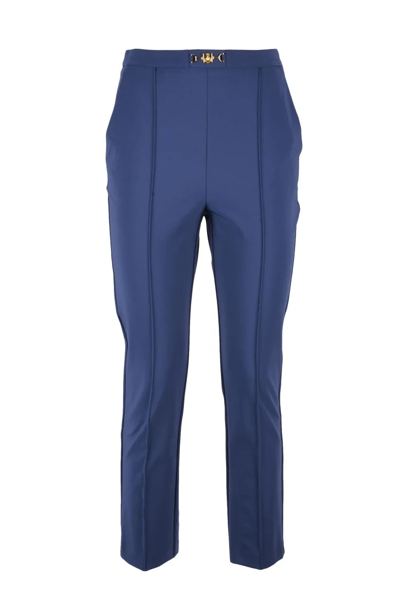 Mid-Rise Blue Leggings with High-Stretch Fabric