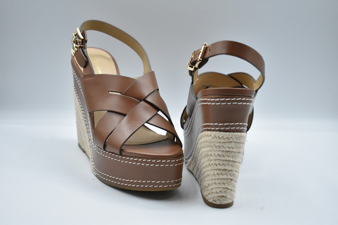 Laced Wedge Shoes With Woven Jute Base