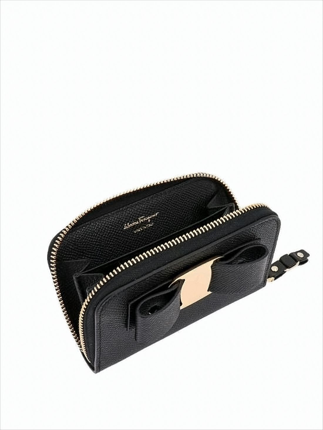 Textured Zip-Around Wallet with Bow Detail