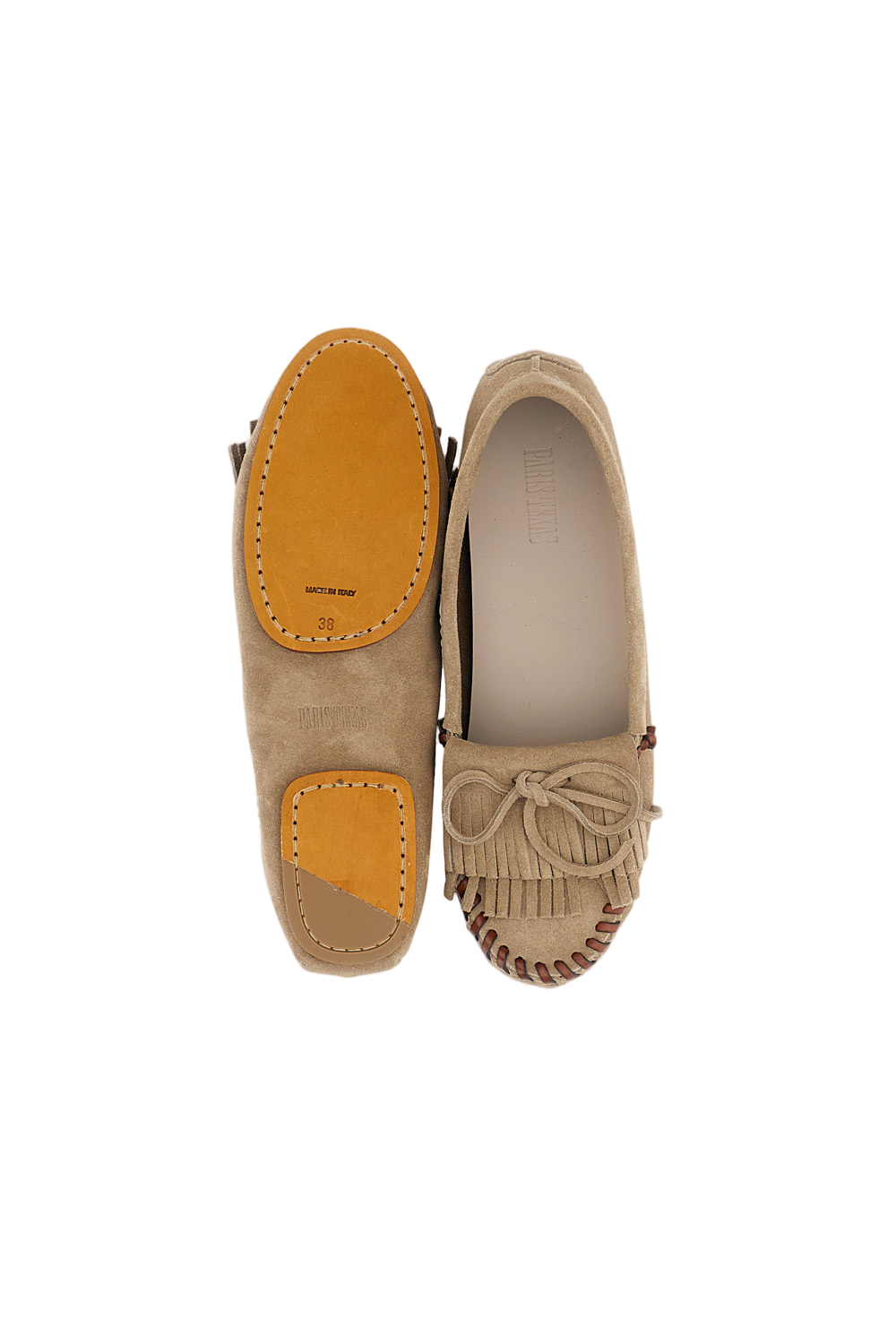 Suede Grey Loafers with Fringed Detailing