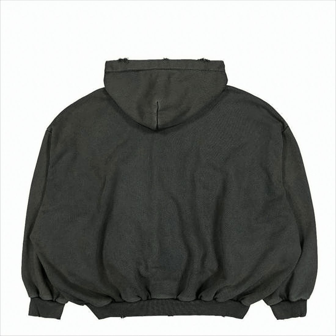 Distressed Oversized Zip-Up Hoodie with Frayed Edges