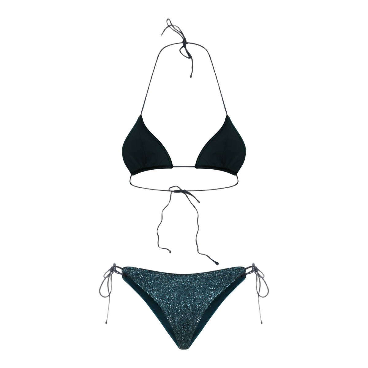 Triangle Blue Bikini Set with Shimmering Texture