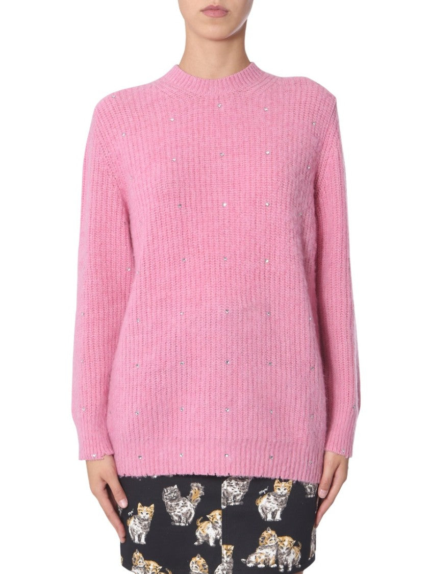 Soft Pink Oversized Crew Neck Sweater