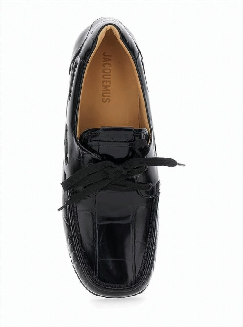 Calf Leather Loafers with Crocodile Texture