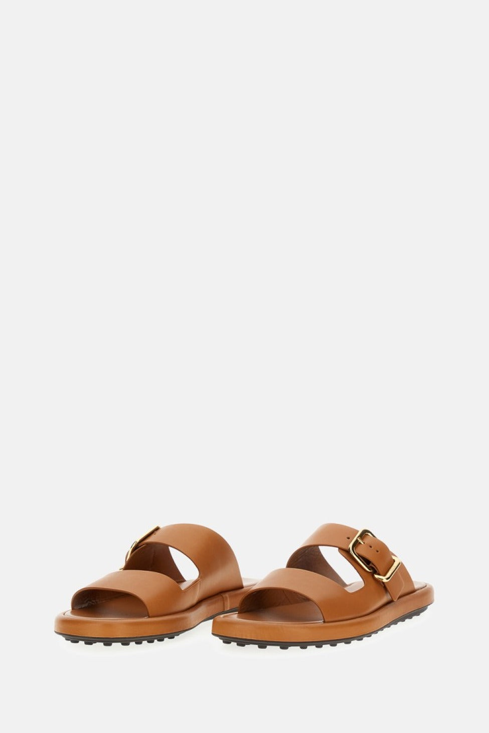 Leather Sandals With Gold Buckle Closure