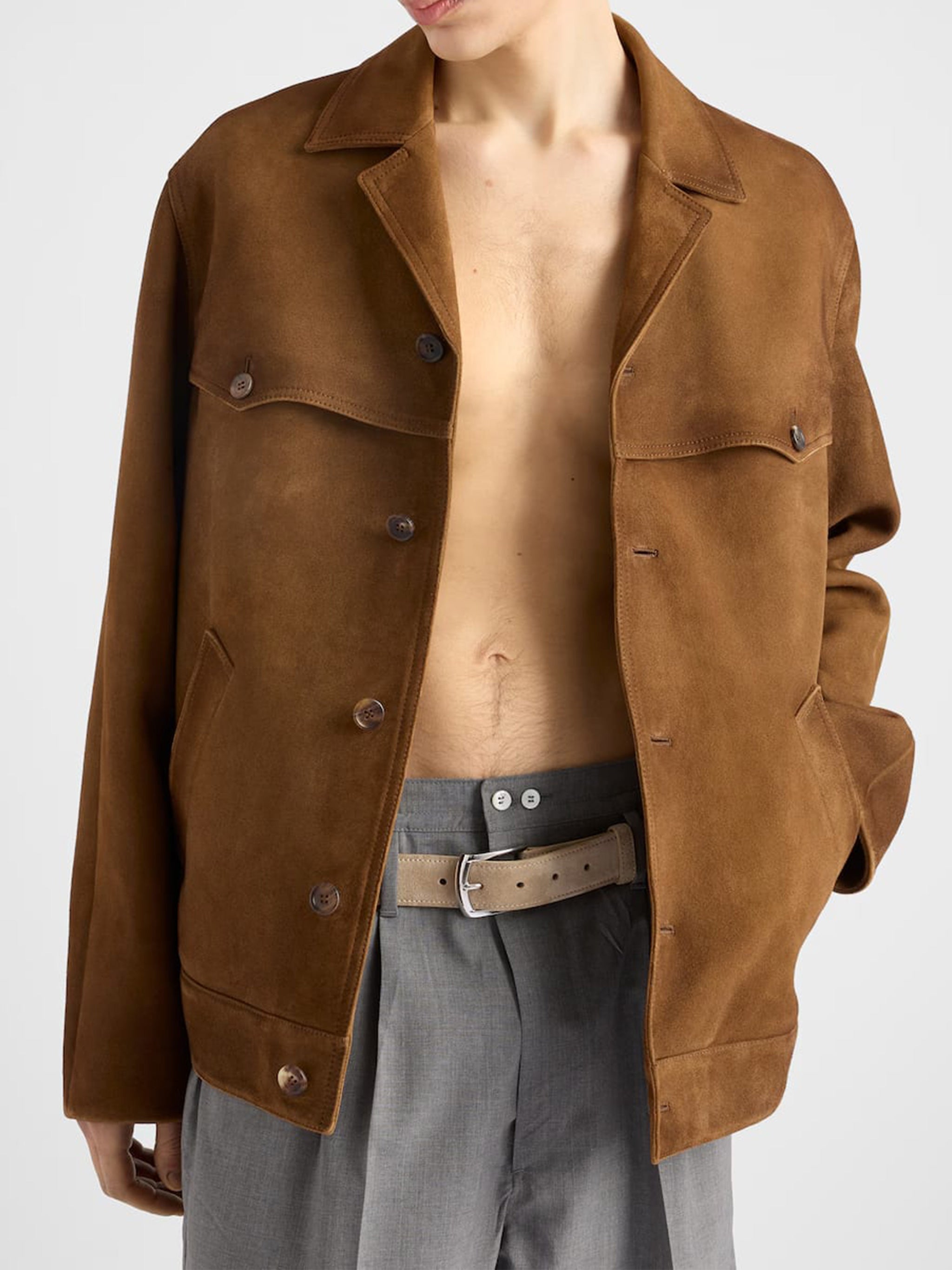 Blouson Straight-Cut Lambskin Suede Jacket