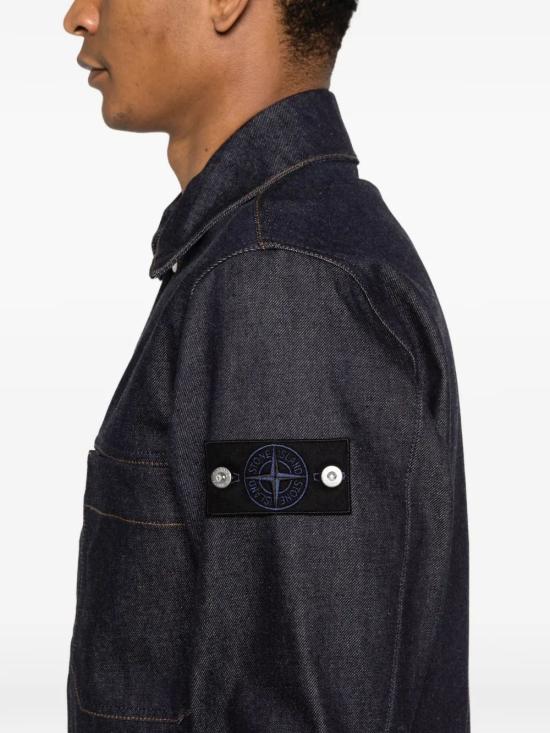 Dark Denim Coach Jacket With Distinctive Patch