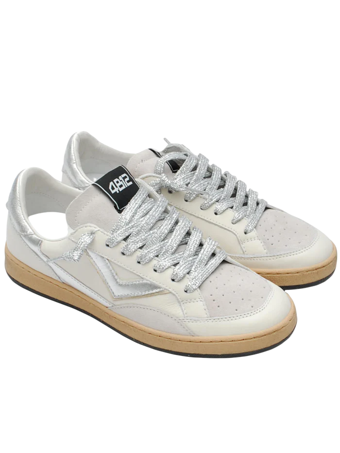 Minimalist Sneakers with Suede Panels and Metallic Accents