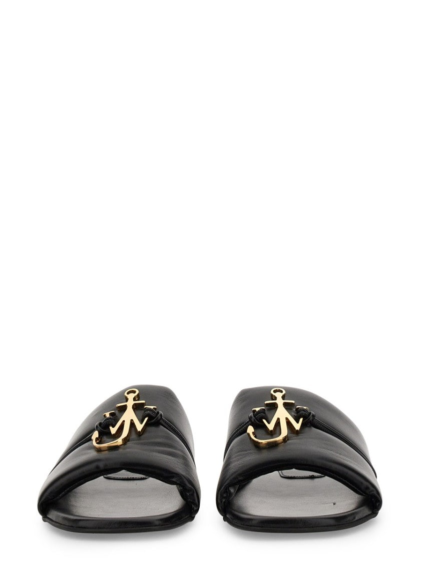 Slide Sandal With Gold-Tone Logo Embellishment