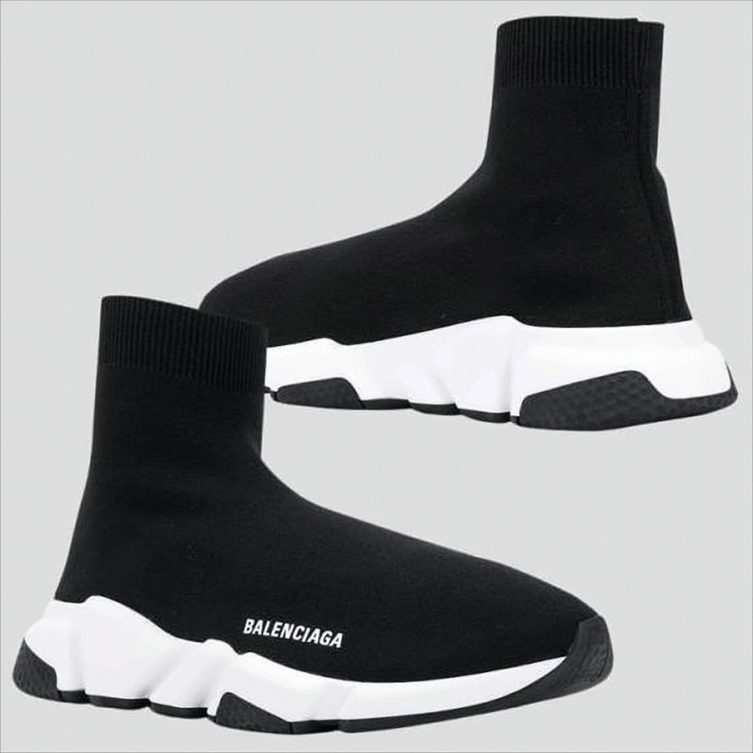 Sock-Style Black Sneakers with Chunky Sole and Minimalist Design