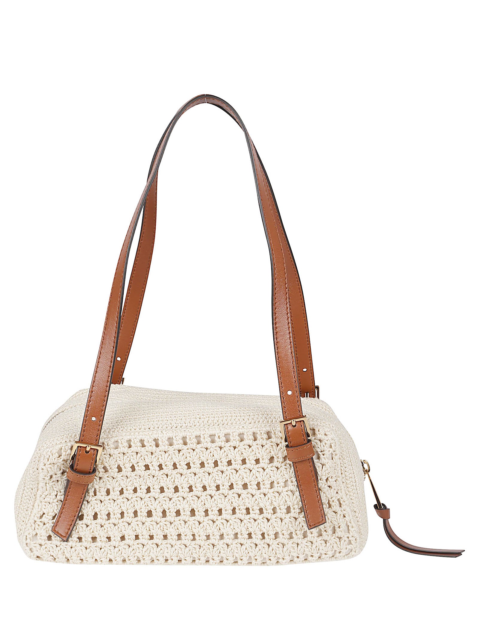 Woven Shoulder Bag With Adjustable Leather Handles