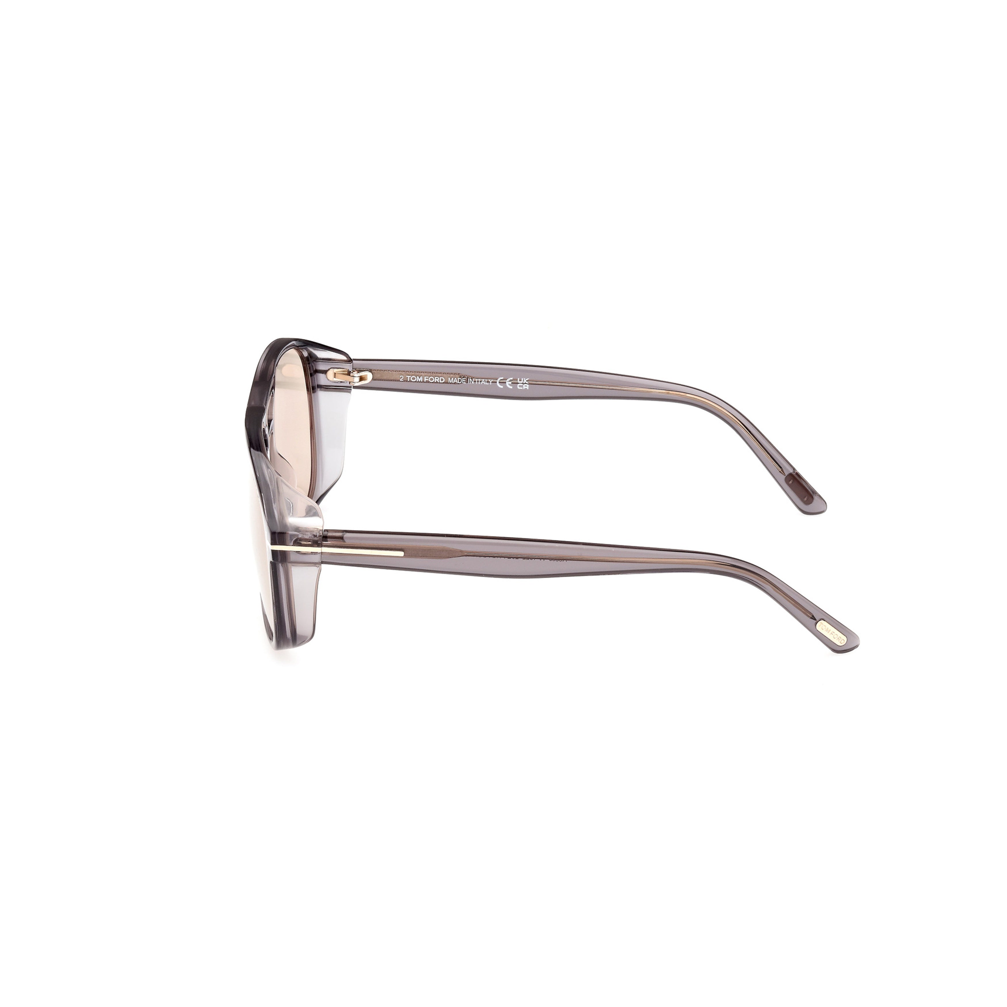 Translucent Grey Acetate Aviator Sunglasses With Metallic Detail