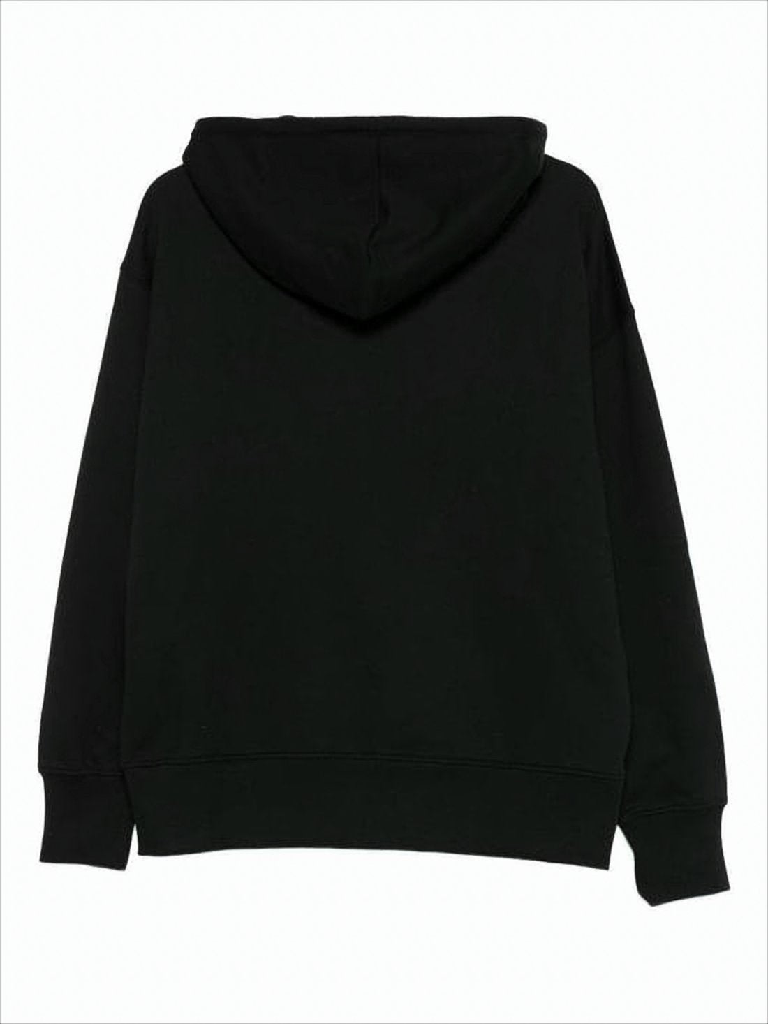 Zippered Black Hoodie with Drawstring