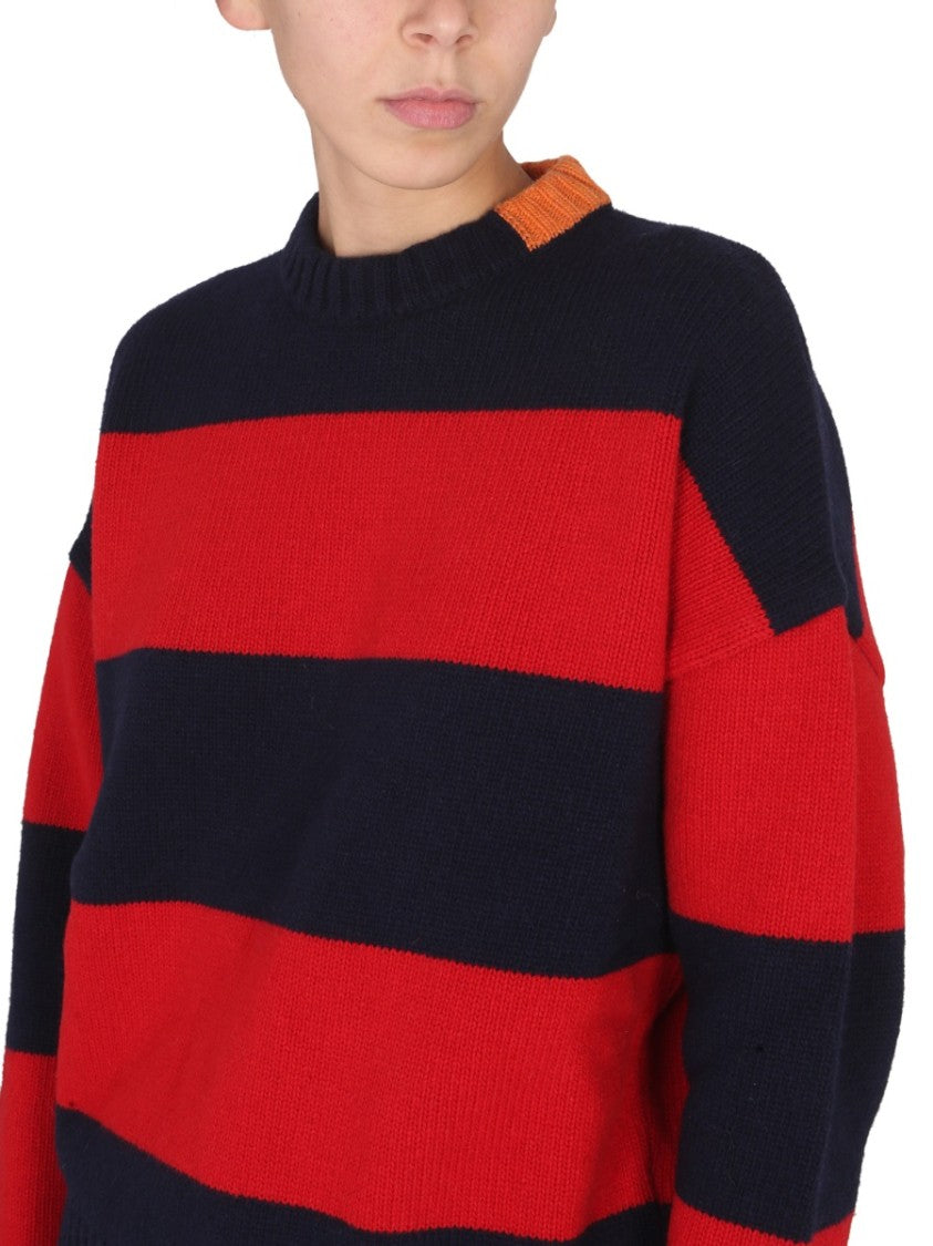 Cross-Neck Rugby Shirt With Horizontal Stripes