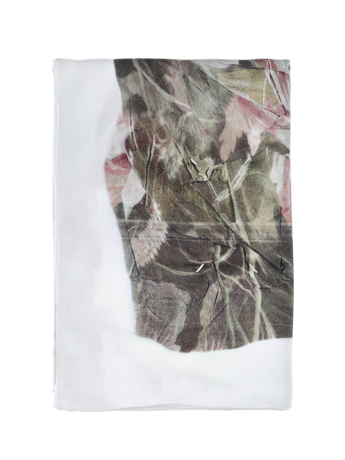 Multicolor Faded Floral Print Silk Scarf