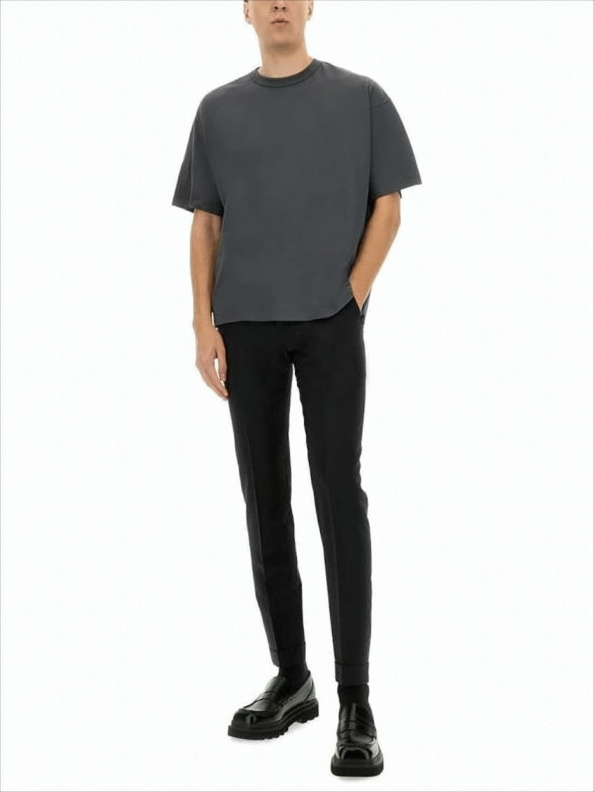 Tailored Black Straight Pants with Cuffed Hem