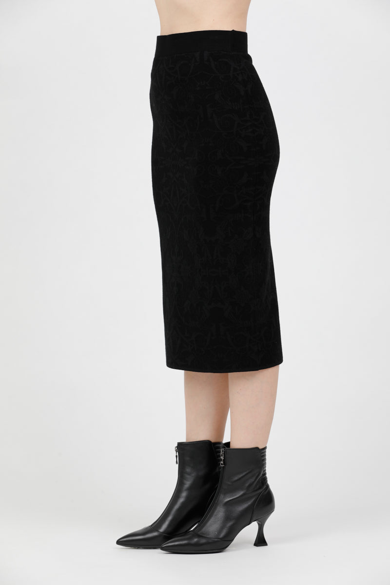 Fitted Black Midi Skirt