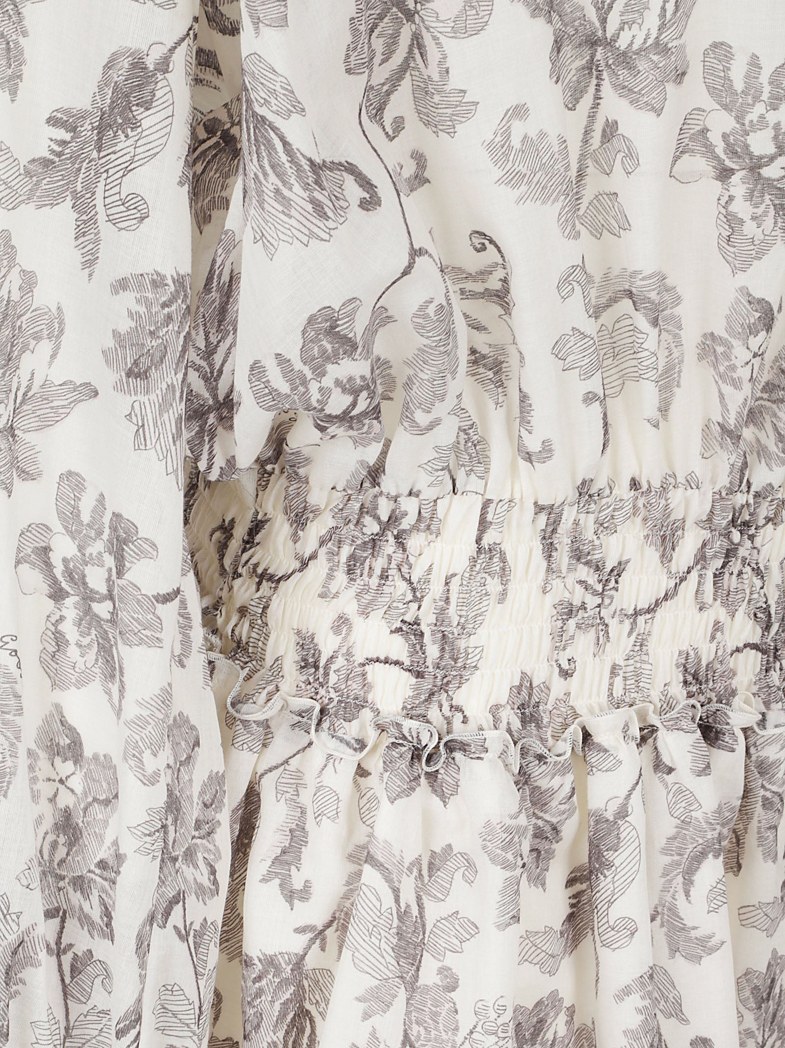 Floral Print Cotton Dress With V-Neckline