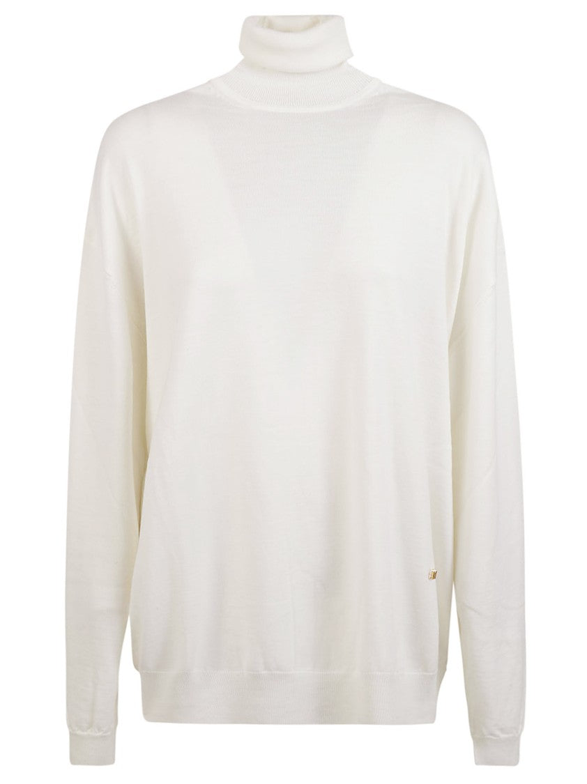 High Neck White Sweater