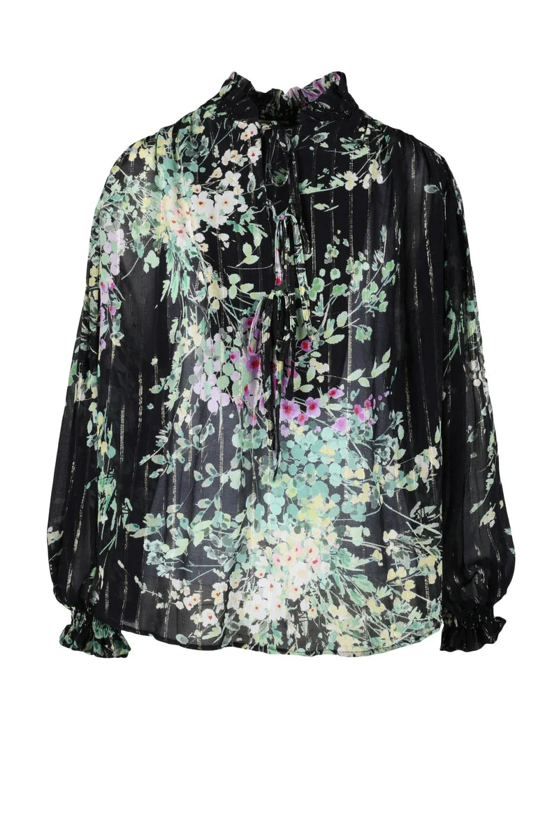 Sheer Floral Print Blouse