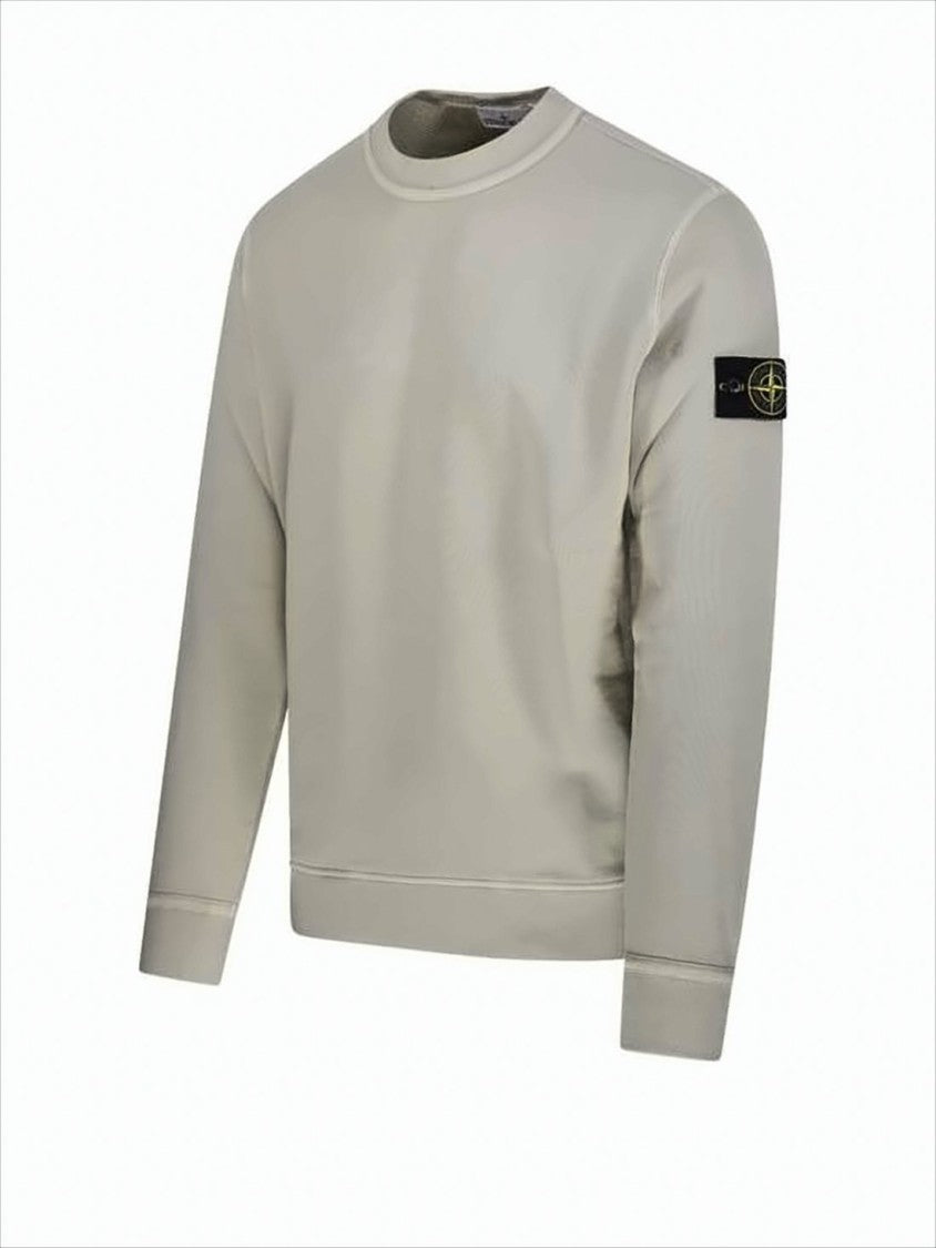 Long-Sleeve Crewneck Sweatshirt in Soft Plaster