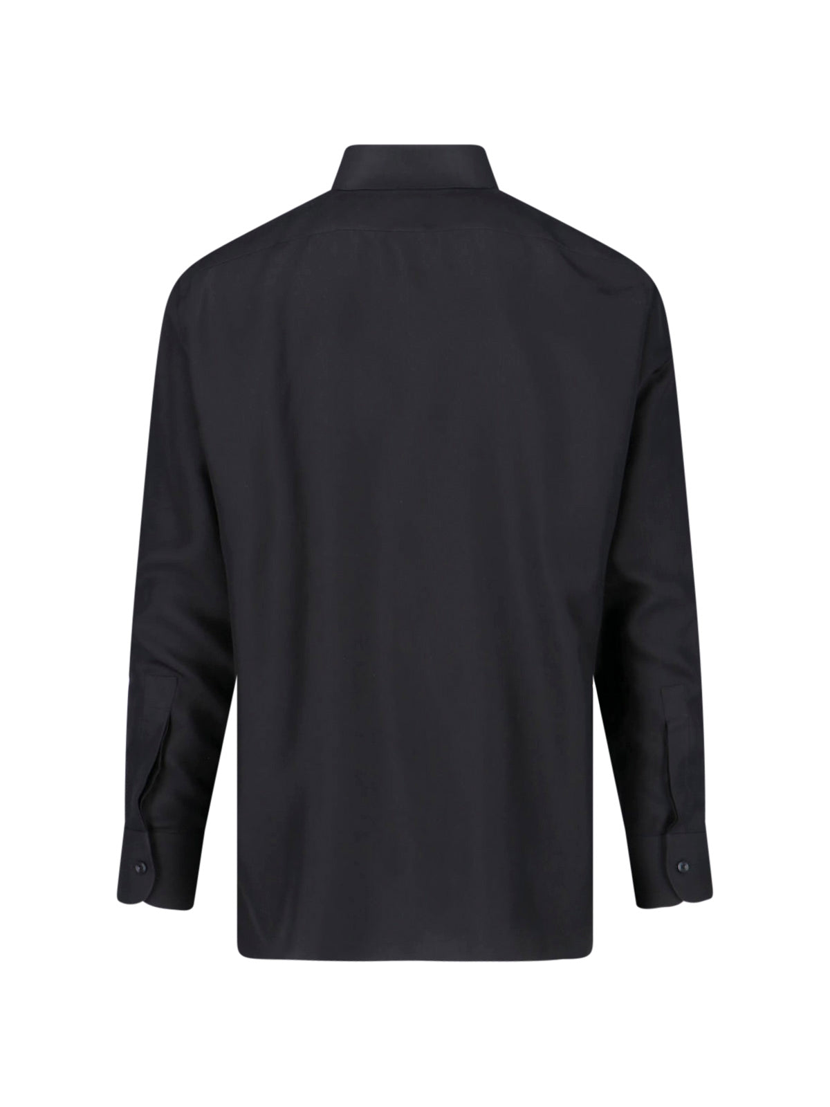 Black Classic Collar Silk Blend Shirt