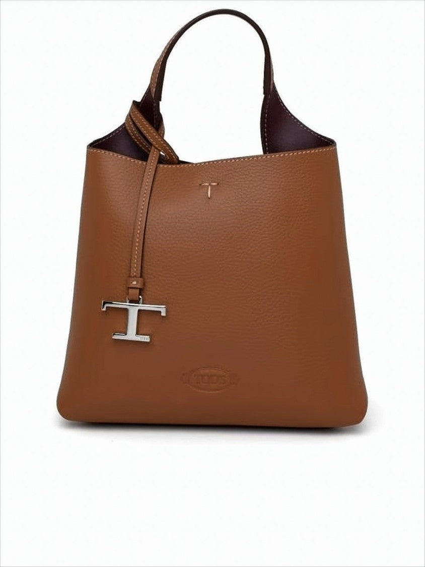 Structured Brown Calf Leather Tote Bag