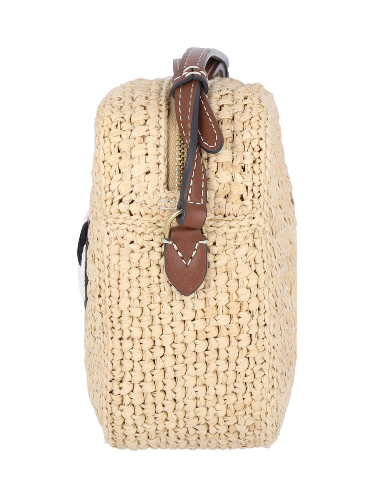 Rectangular Raffia Crossbody Bag with Eye Patch