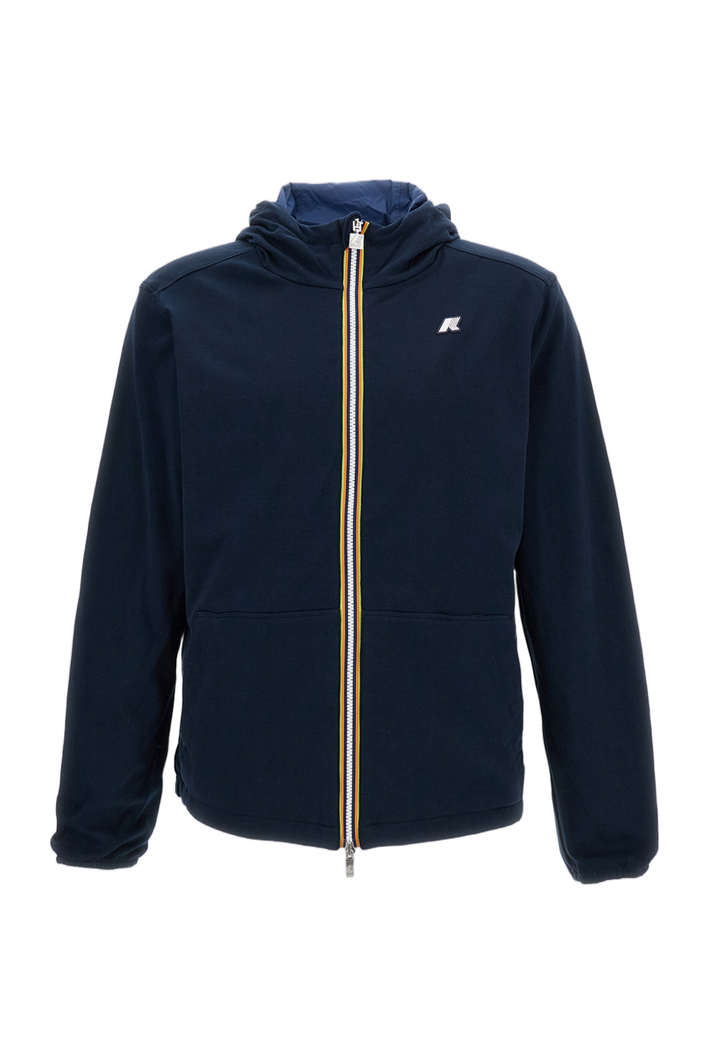Reversible Short Jacket in Blue Cotton Interlock