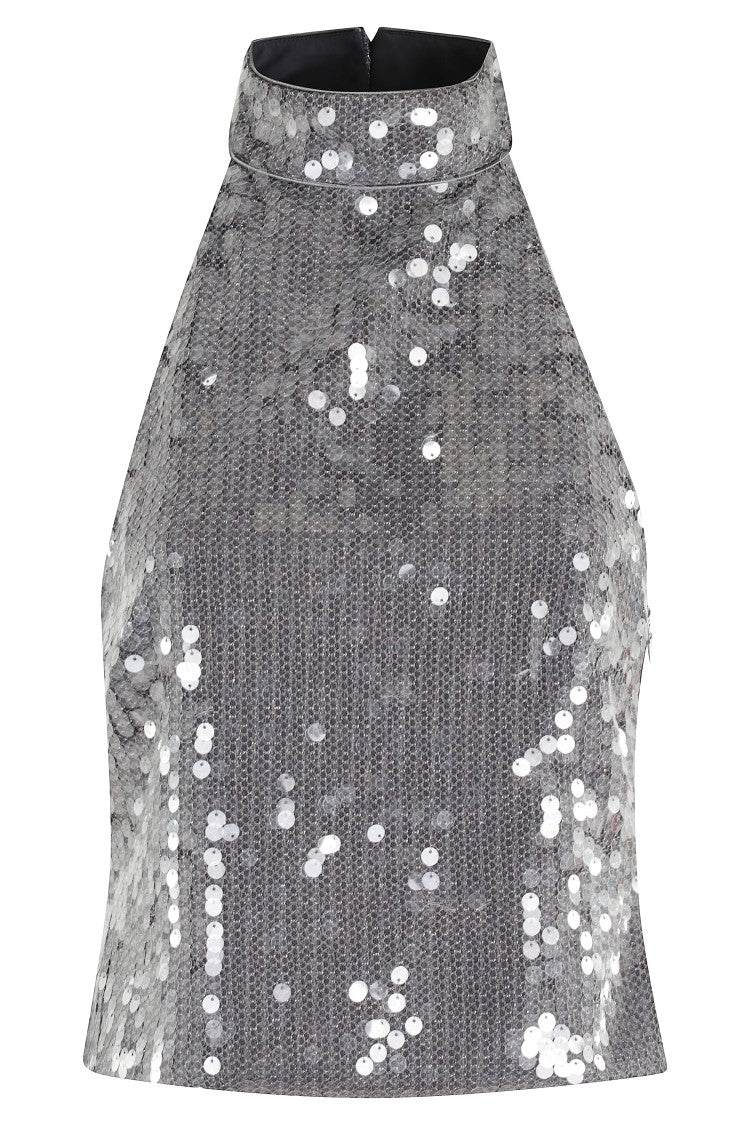 Net Sequin Halterneck Top