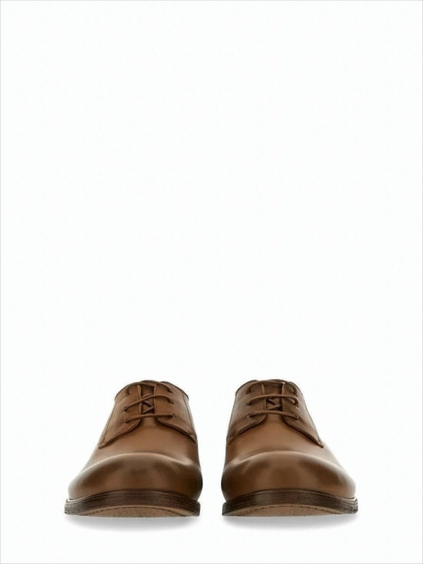 Minimalist Brown Leather Dress Shoes with Rounded Toe