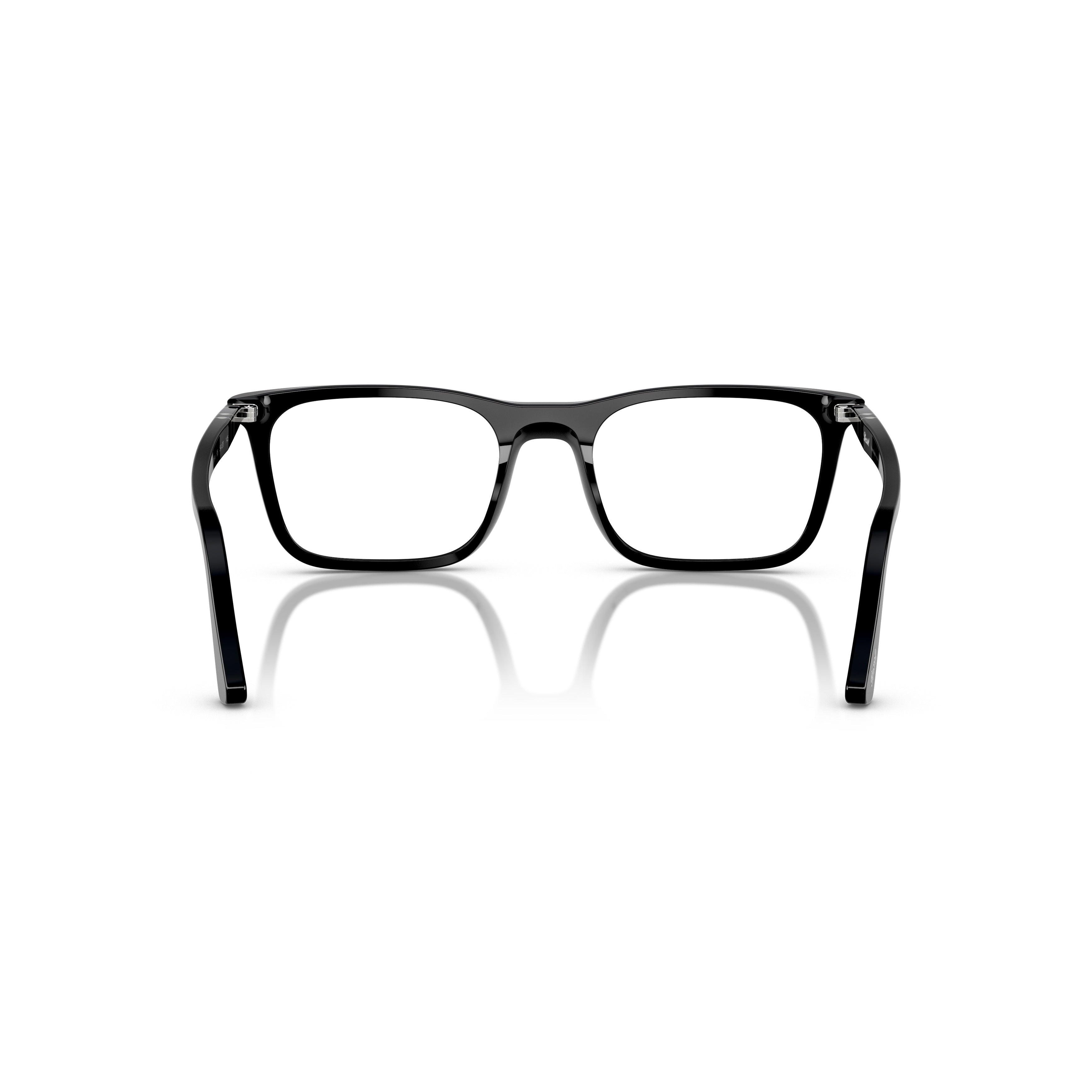 0po3358v Rectangular Glossy Black Acetate Eyeglasses with Silver Accents