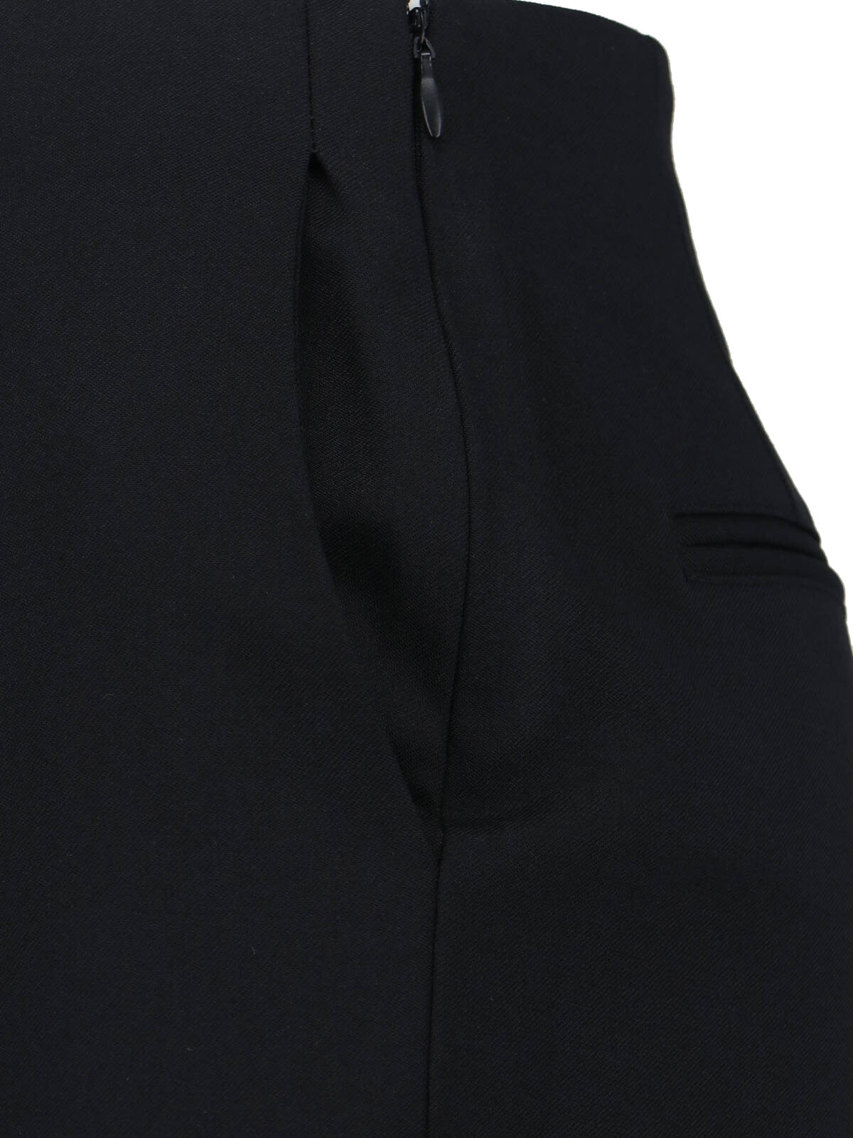 Straight-Leg Wool Blend Pants With Side Zipper And Logo Detail
