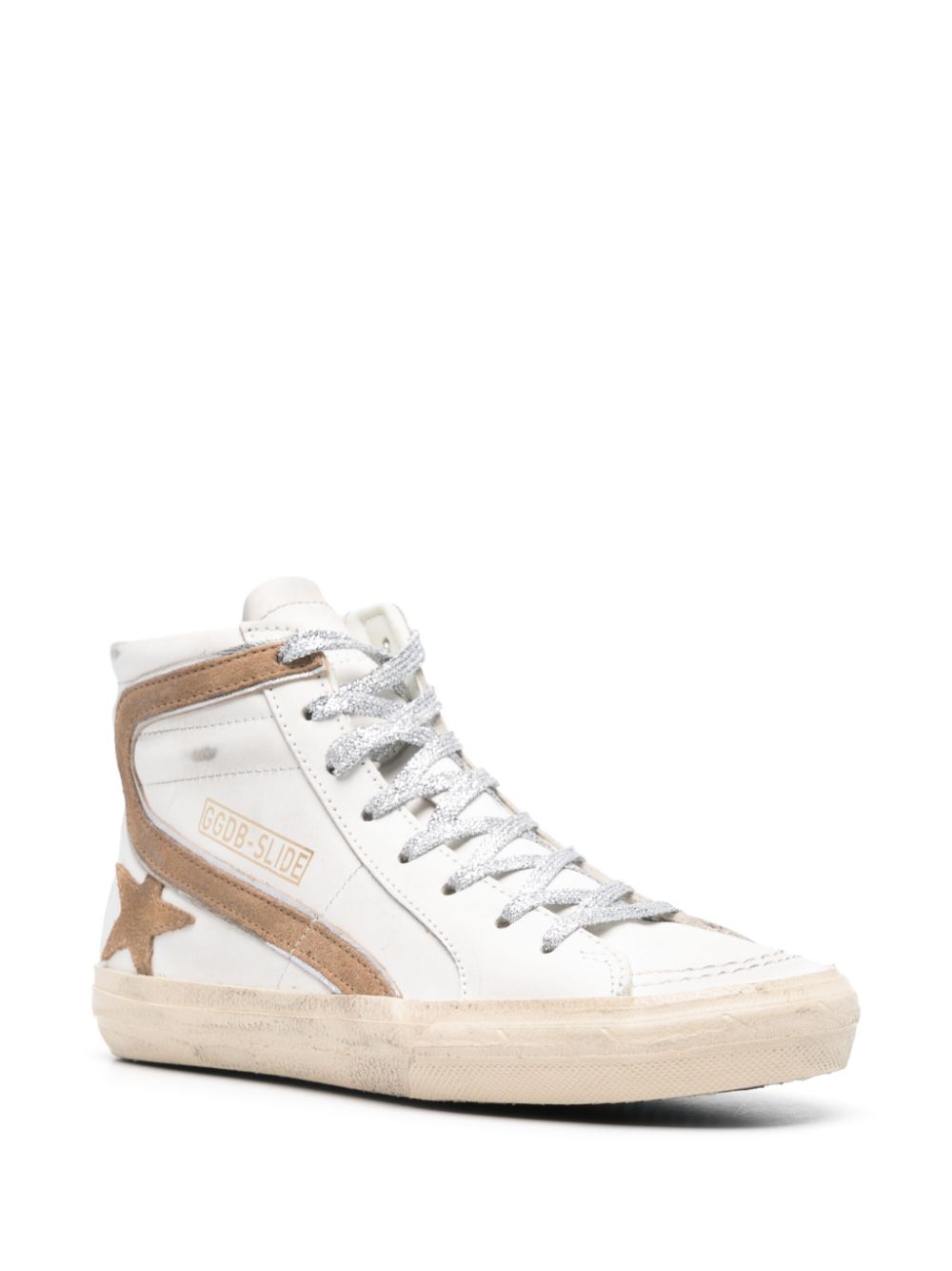 Distressed White Leather Sneakers
