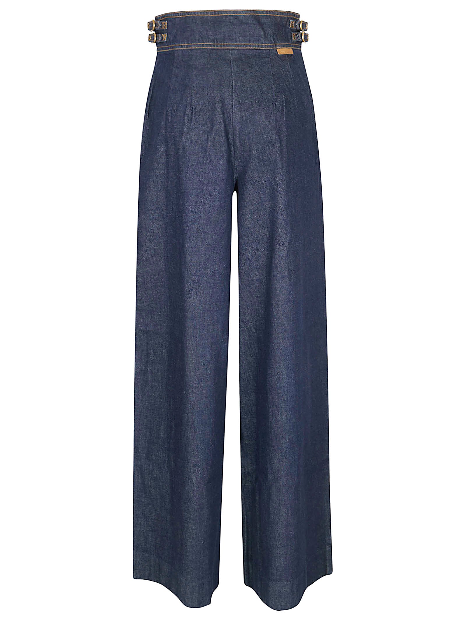 High-Waisted Denim Trousers