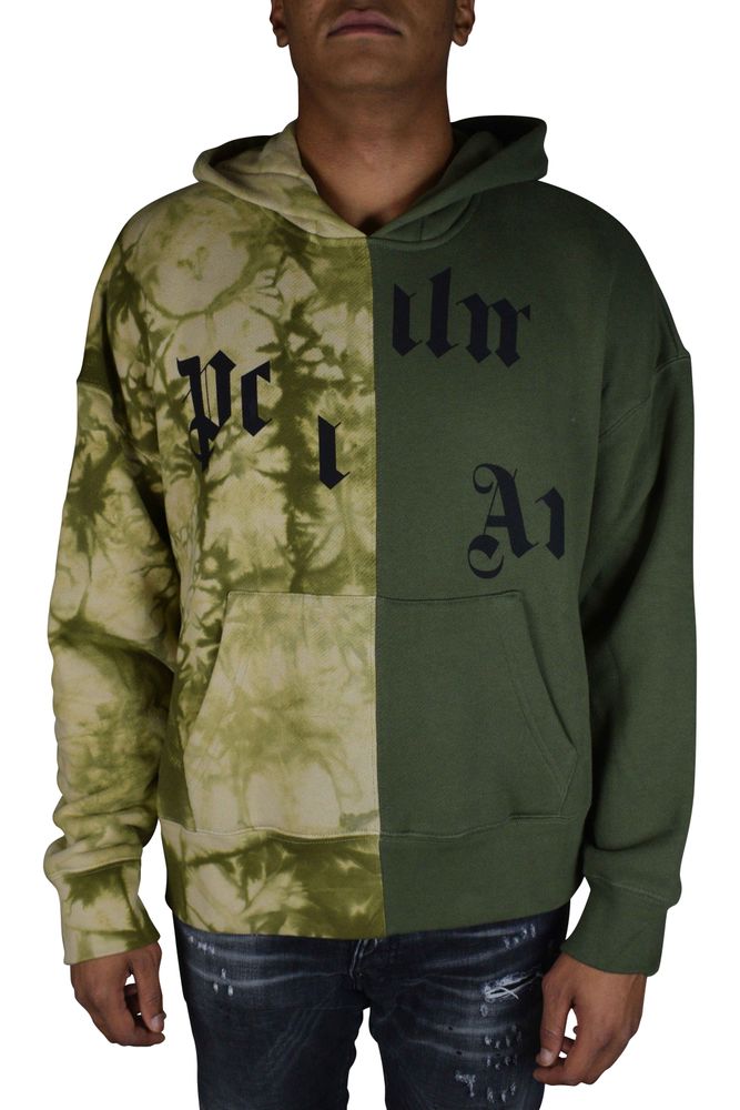 Two-Tone Hooded Sweatshirt With Broken Logo Detail