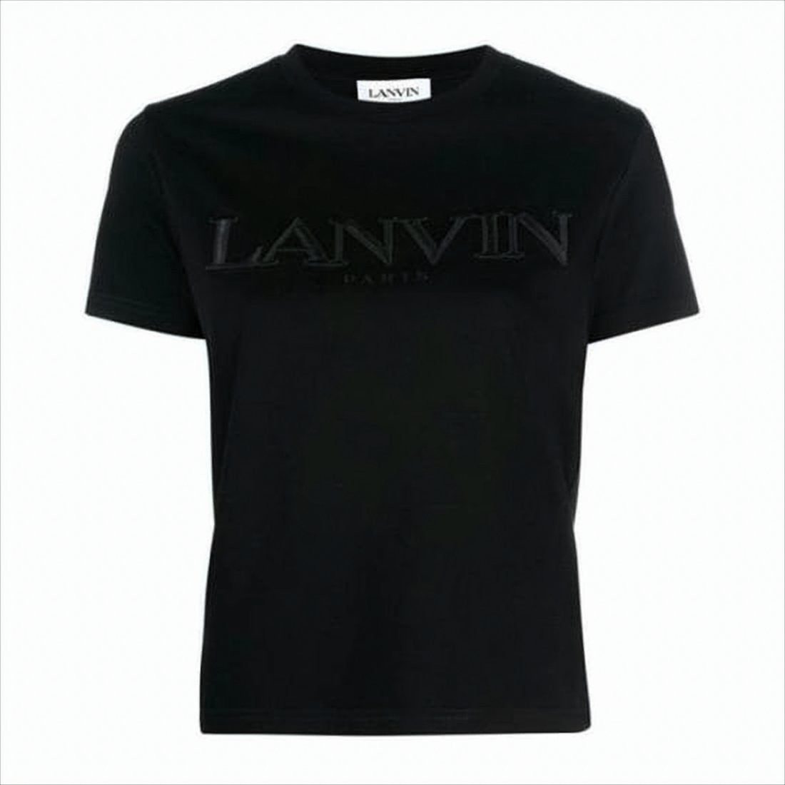 Black Short-Sleeved T-Shirt with Embossed Logo