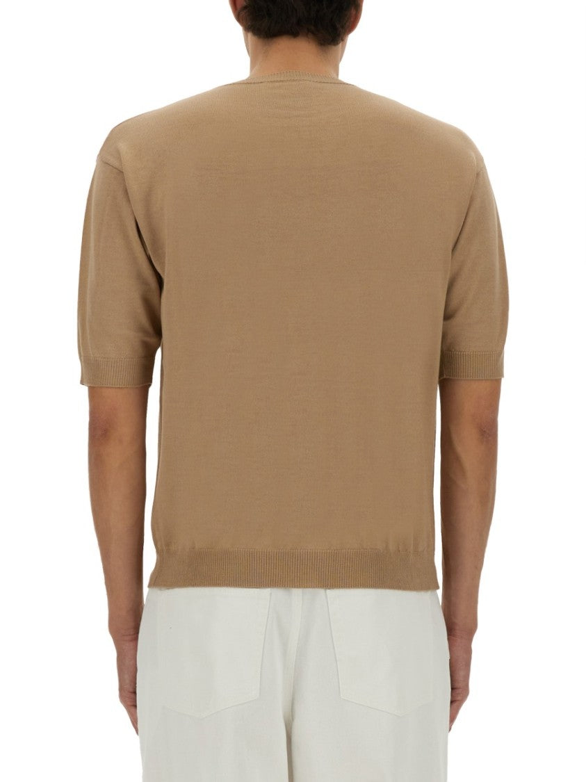 Relaxed Fit Wool And Silk Short-Sleeved Sweater