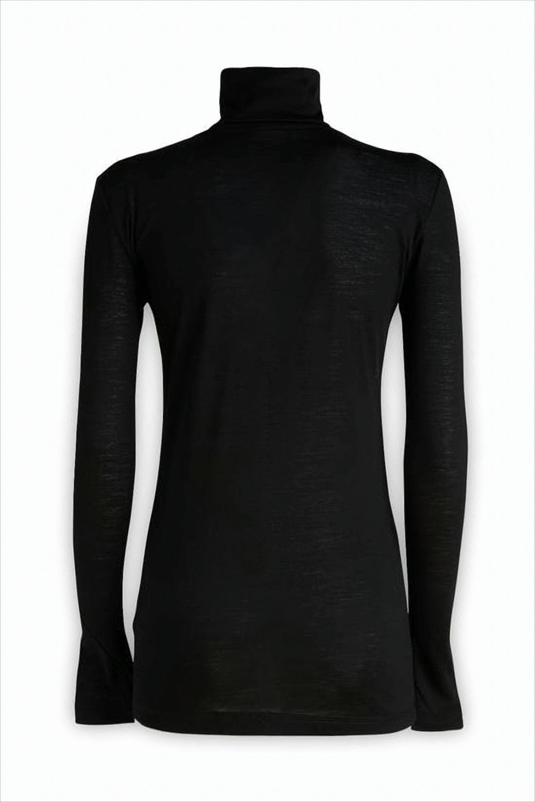 Fitted Black Turtleneck with Subtle Texture