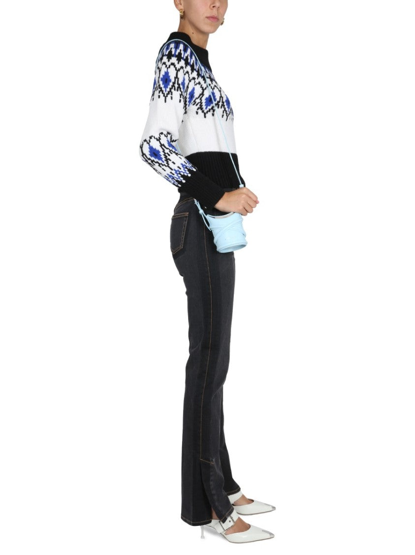 High-Waisted Wide-Leg Jeans With Contrast Stitching
