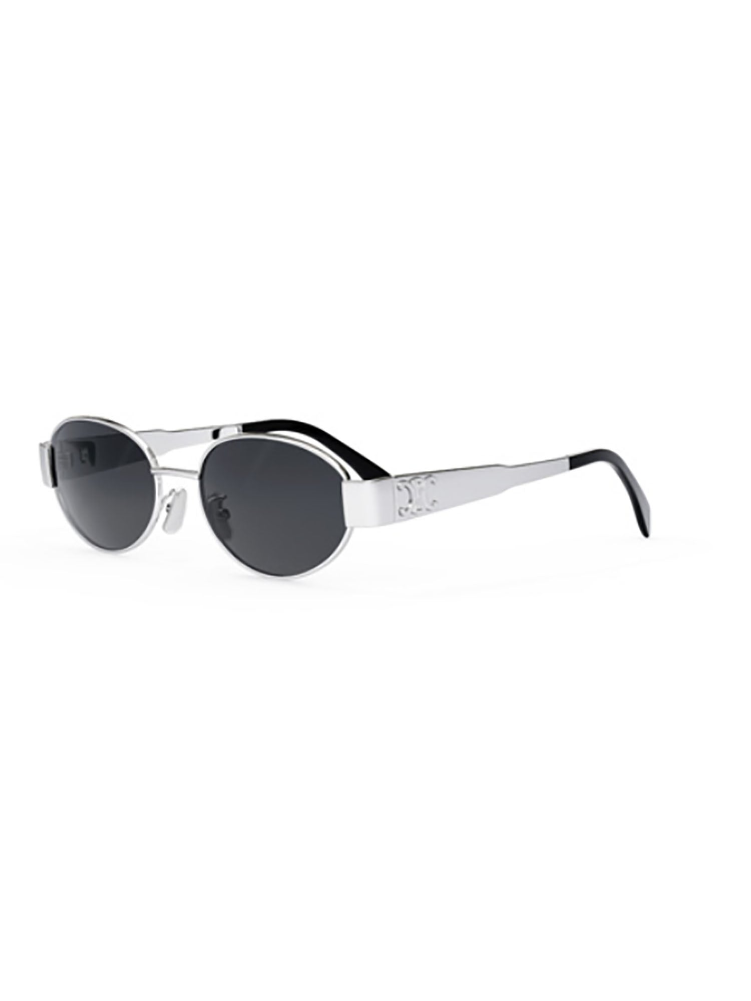 Oval-Frame Sunglasses with Polished Metallic Finish