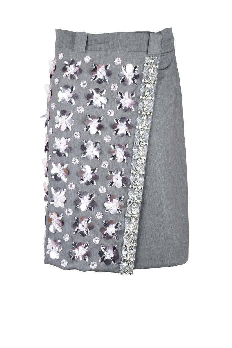 Straight Wrap Skirt - Grey