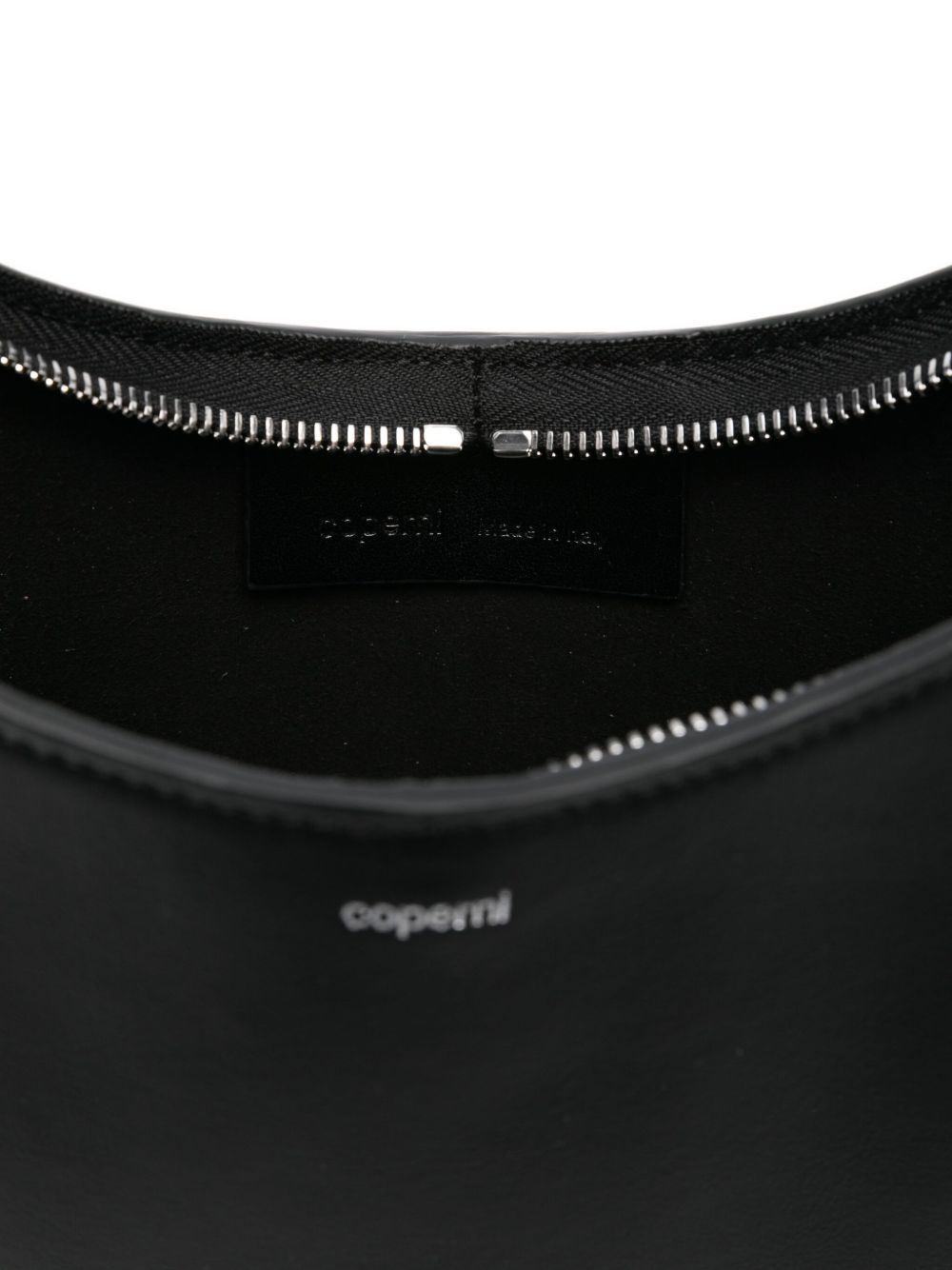 Crescent-Shaped Black Leather Handbag