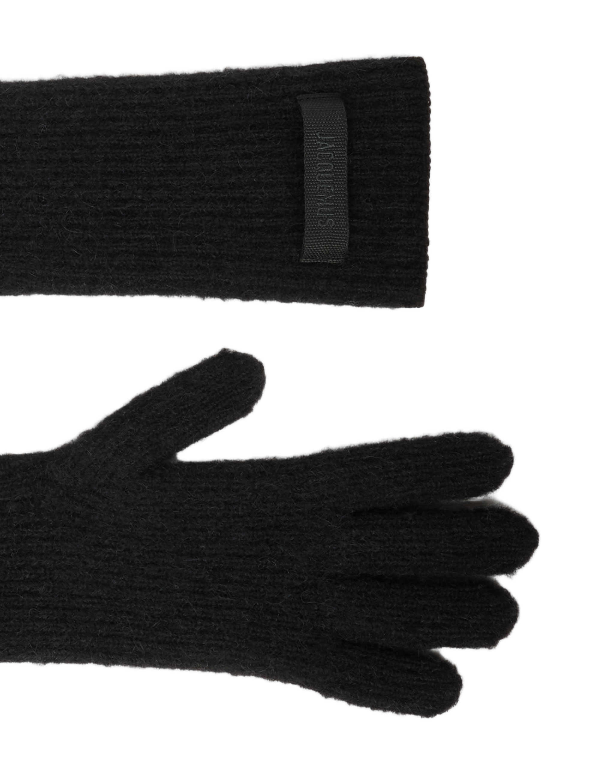 Ribbed Knit Gloves With Grosgrain Detailing