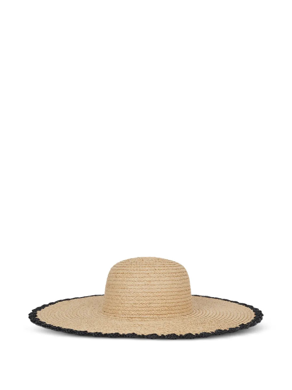 Wide-Brimmed Natural Straw Hat with Embroidered Signature
