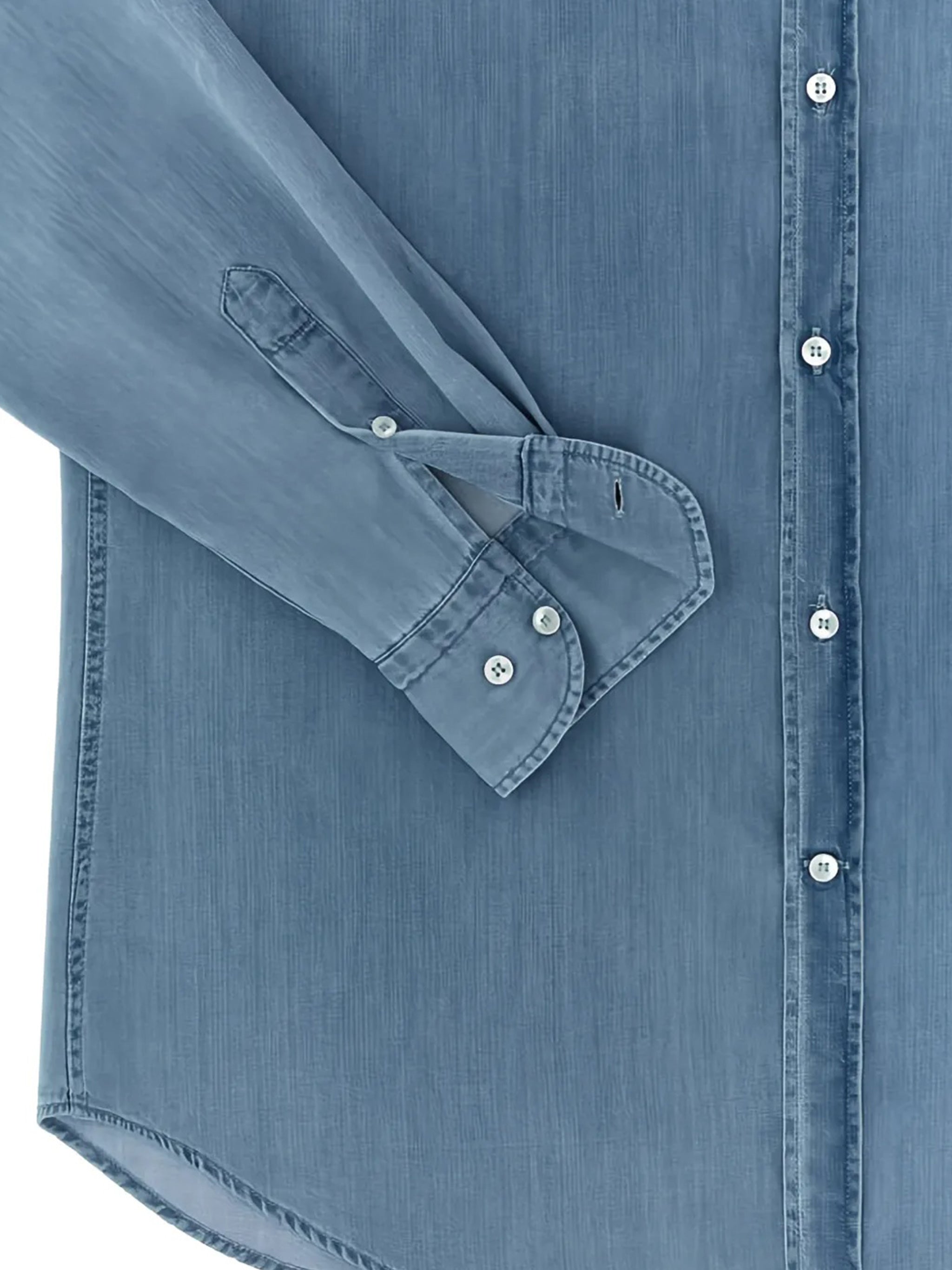 Blue Button Down Faded Denim Shirt